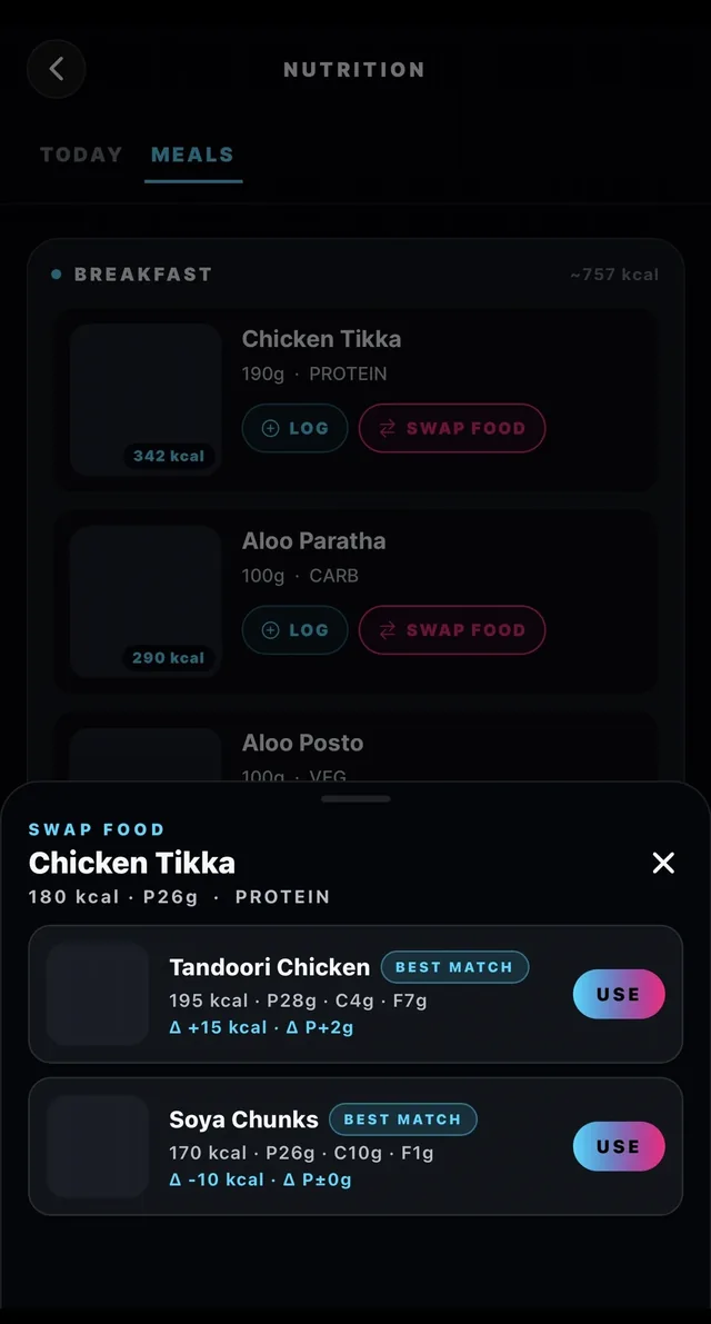 SHREDxpro app — Smart Food Swaps