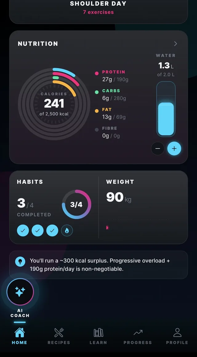 SHREDxpro app — Habits, Steps & Water