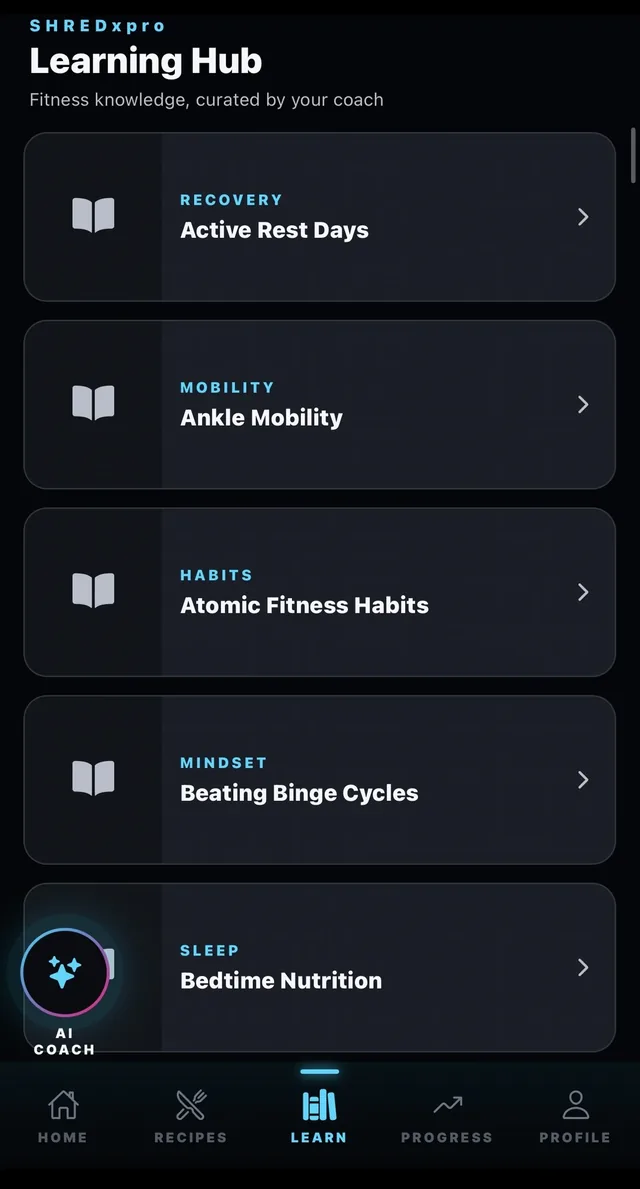 SHREDxpro app — Learning Hub